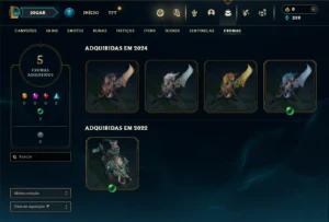 Diamante 4 com 40 Champs e 12 Skins + 2 Fragmentos - League of Legends LOL