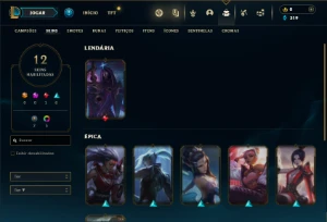 Diamante 4 com 40 Champs e 12 Skins + 2 Fragmentos - League of Legends LOL