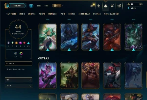 Ouro 1 com 90 Champs e 44 Skins ( ADC / JG / MID ) - League of Legends LOL