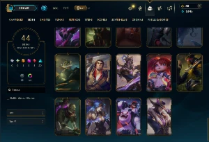 Ouro 1 com 90 Champs e 44 Skins ( ADC / JG / MID ) - League of Legends LOL
