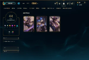 Ouro 1 com 90 Champs e 44 Skins ( ADC / JG / MID ) - League of Legends LOL