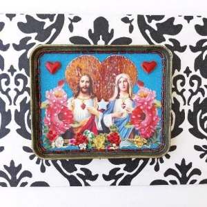 Quadro Latinha -Sagrados Corações - Artesanato e Personalizados