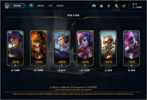 Conta ouro 4 baratinha com 22 champs e 3 skins (1 Ultimate) - League of Legends LOL