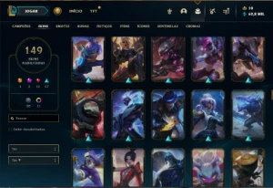 Platina 2 com TODOS os champs e 149 Skins ( MAIN ADC / SUP ) - League of Legends LOL
