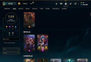 Platina 2 com TODOS os champs e 149 Skins ( MAIN ADC / SUP ) - League of Legends LOL