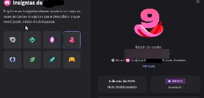 conta discord de 2016 com badges raras