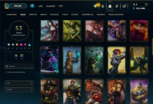 Platina 4 com 65 Champs e 53 Skins ( MAIN JG ) - League of Legends LOL