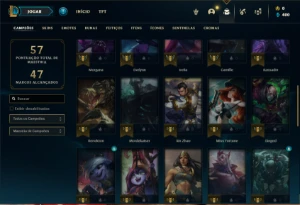 Conta Unranked com 42 Champs e 14 Skins + 4 Fragmentos - League of Legends LOL