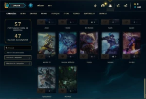 Conta Unranked com 42 Champs e 14 Skins + 4 Fragmentos - League of Legends LOL