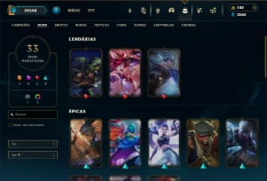 Platina 4 com 85 Champs e 33 Skins +1 Fragmento - League of Legends LOL