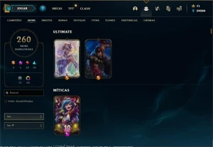 Conta lol 260 skins, todos champs, 40k de essencia azul - League of Legends
