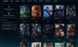 Conta Smurf premiada com diversas skins habilitadas - League of Legends LOL