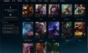 Conta Smurf premiada com diversas skins habilitadas - League of Legends LOL