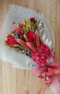 Buque para presente com flores desidratadas - Vermelho - Artesanato e Personalizados
