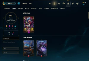 Conta bronze 2 com 115 Champs e 71 Skins ( MAIN JG ) - League of Legends LOL