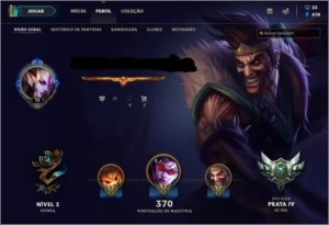 Conta PRATA IV main adc +100champs varias skins - League of Legends LOL