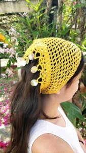 Bandana de Cabelo em Crochê - Artesanato e Personalizados