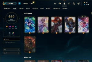 Conta Platina 4 com TODOS os champs e 469 Skins+ 7 Prestigio - League of Legends LOL
