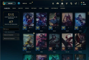 Conta Platina 4 com TODOS os champs e 469 Skins+ 7 Prestigio - League of Legends LOL