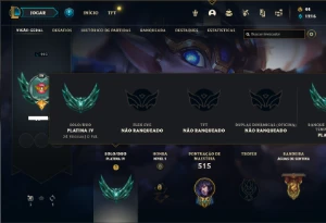 Conta Platina 4 com TODOS os champs e 469 Skins+ 7 Prestigio - League of Legends LOL