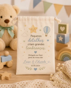 Saquinho de Algodão Cru Personalizado 20x15 cm