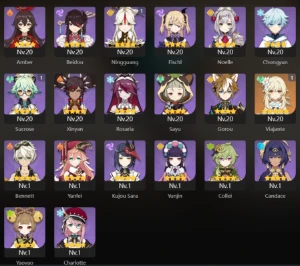 Genshin Impact AR 22 / 5 chars 5* / 2 Arcontes