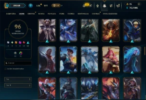 Diamante 4 com TODOS os Champs e 96 Skins ( TOP / MID / ADC) - League of Legends LOL