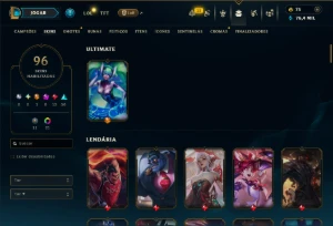 Diamante 4 com TODOS os Champs e 96 Skins ( TOP / MID / ADC) - League of Legends LOL