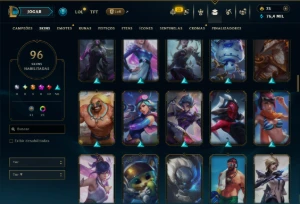 Diamante 4 com TODOS os Champs e 96 Skins ( TOP / MID / ADC) - League of Legends LOL