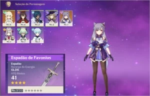 Conta Genshin Impact Ar7 - Keqing + Chongyun + Arma 4*