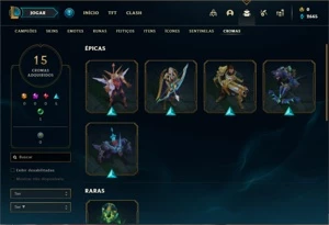 Conta prata 4 com TODOS os champs e 143 Skins - League of Legends LOL