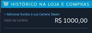 Saldo Steam R$1000 - Gift Cards