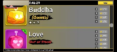 Conta De Blox Fruits com buddha perm e Skins de robux - Roblox