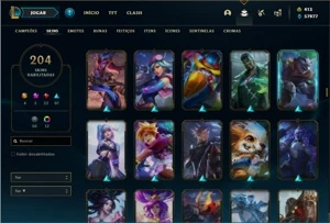 Conta Unranked com 93 Champs e 204 Skins + 1 Prestigio - League of Legends LOL