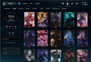 Conta Unranked com 93 Champs e 204 Skins + 1 Prestigio - League of Legends LOL