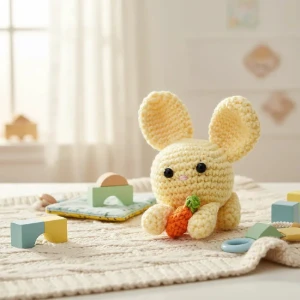 Coelho Amarelo Cenoura Amigurumi - Artesanato e Personalizados