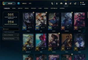 Ouro 2 com 81 Champs e 62 Skins + 1 Prestigio da Daina - League of Legends LOL