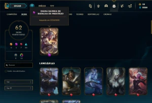 Ouro 2 com 81 Champs e 62 Skins + 1 Prestigio da Daina - League of Legends LOL
