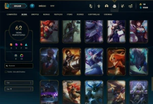 Ouro 2 com 81 Champs e 62 Skins + 1 Prestigio da Daina - League of Legends LOL