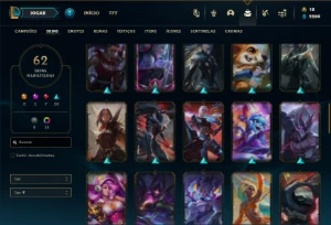 Ouro 2 com 81 Champs e 62 Skins + 1 Prestigio da Daina - League of Legends LOL