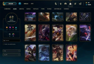 Ouro 2 com 81 Champs e 62 Skins + 1 Prestigio da Daina - League of Legends LOL