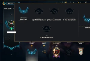 Platina 1 com 115 Champs e 121 Skins ( MID / JG / ADC ) - League of Legends LOL