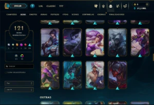 Platina 1 com 115 Champs e 121 Skins ( MID / JG / ADC ) - League of Legends LOL