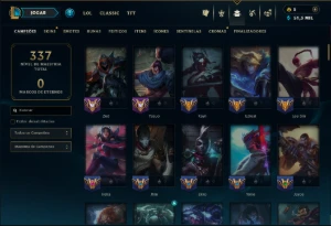 Platina 1 com 115 Champs e 121 Skins ( MID / JG / ADC ) - League of Legends LOL