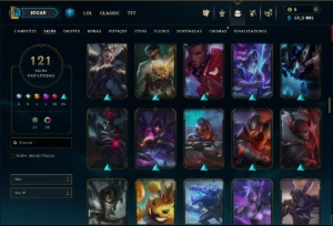Platina 1 com 115 Champs e 121 Skins ( MID / JG / ADC ) - League of Legends LOL