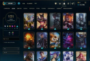 Platina 1 com 115 Champs e 121 Skins ( MID / JG / ADC ) - League of Legends LOL