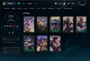 Platina 1 com 115 Champs e 121 Skins ( MID / JG / ADC ) - League of Legends LOL