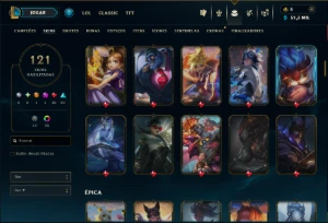 Platina 1 com 115 Champs e 121 Skins ( MID / JG / ADC ) - League of Legends LOL