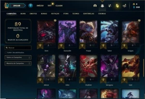 Conta ouro 4 com 45 Champs e 16 Skins + 1 Prestigio do Kayn - League of Legends LOL