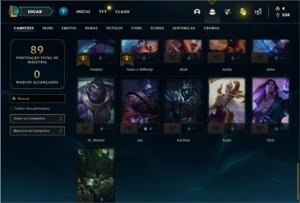 Conta ouro 4 com 45 Champs e 16 Skins + 1 Prestigio do Kayn - League of Legends LOL